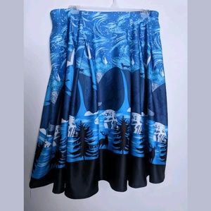 Modcloth Winter Alaska Deer Knee Length Skirt